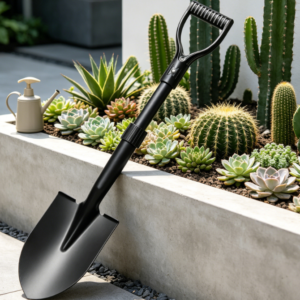 Heavy-Duty Pointed-Head, D-Handle Camping Shovel with Black Shaft